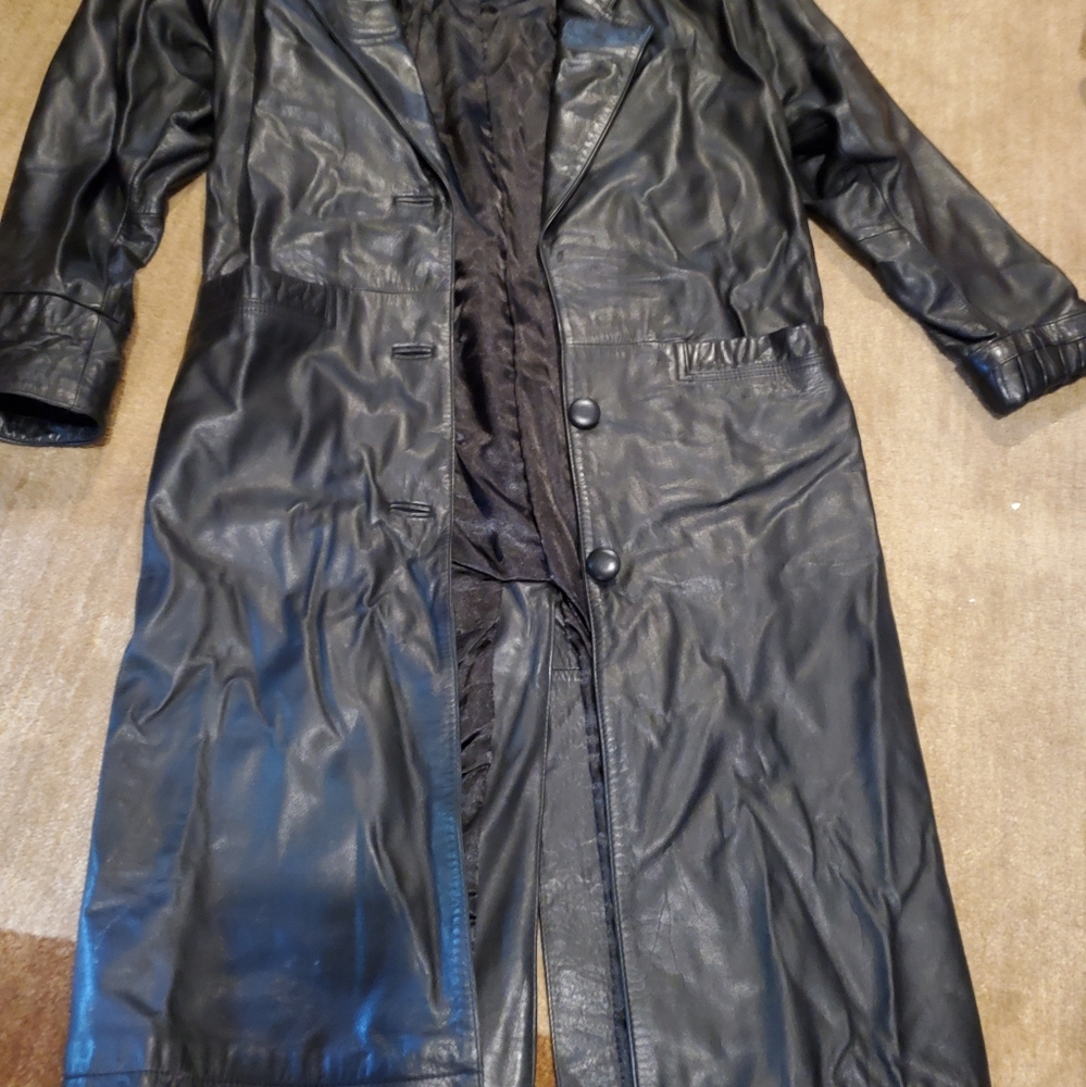 100% Genuine leather full length coat, size XSP - Picture 2 of 5